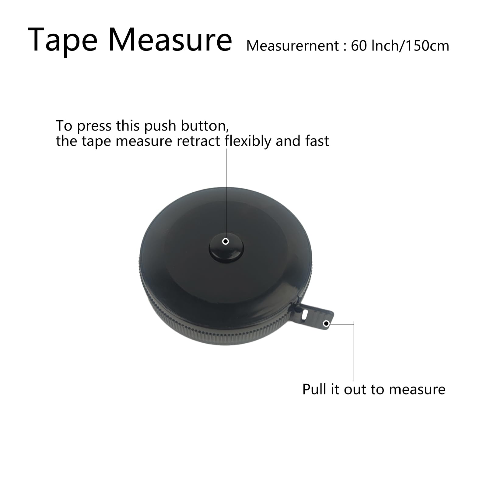 GDMINLO 3 Pack Tape Measure Measuring Tape for Body Fabric Sewing Tailor Cloth Knitting Craft Weight Loss Measurements Retractable, Small Push ButtonDouble Scales Rulers 60-inch 1.5 Meter (Black)