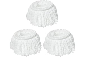 3 Pack Mop Head Replacements,Tsmine Microfiber Spin Refills, 360 Degree Commercial Replacements Heads, Compatible with Tsmine, Hurricane, Mopnado [Fit Plastic Base 6.22''- 6.29'' W], White