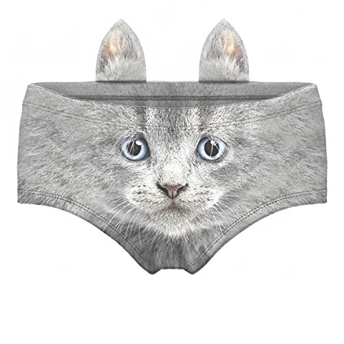 JINKAIJIA Women’s Regular Size And Large Size Animal Ear Fashion Designs Digital 3D Printed Underwear(EDNK001-L)