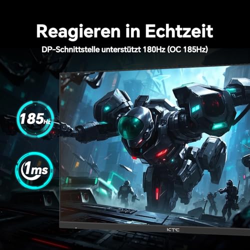 KTC Gaming Monitor, Bildschirm 24 Zoll QHD 2K@180Hz / 144Hz mit Fast IPS Panel,1ms, HDR 400, Adaptive Sync, 400 cd/m² Helligkeit, Verstellbarer Ständer für vertikale und VESA (100x100 mm) thumbnail 2