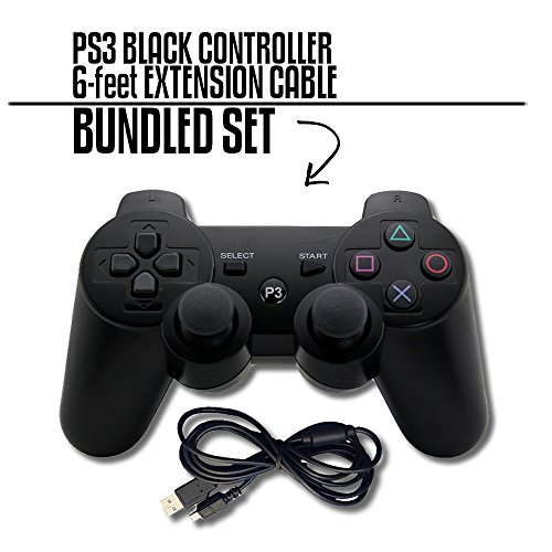 Wireless Gaming Controller PS3 Black Bluetooth Gamepad Game Controller with DualVibration