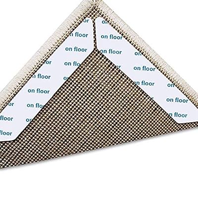 Rug Grippers, 8PCS Reusable Non Slip Carpet Corner Carpet Gripper Anti Curling Pads for Hardwood or Laminate Floors Keep Your Rug in Place