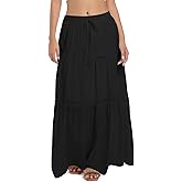 Wrotorea 2025 Summer Long Maxi Skirt for Women Casual Elastic Waist A-Line Floral Boho Beach Long Skirts