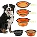 Collapsible Dog Bowl, Comsun 2-pack Dog Travel Bowl, Foldable Expandable Cup Dish for Pet Cat Food Water Feeding Portable Travel Bowl Orange and Black Free Carabiner