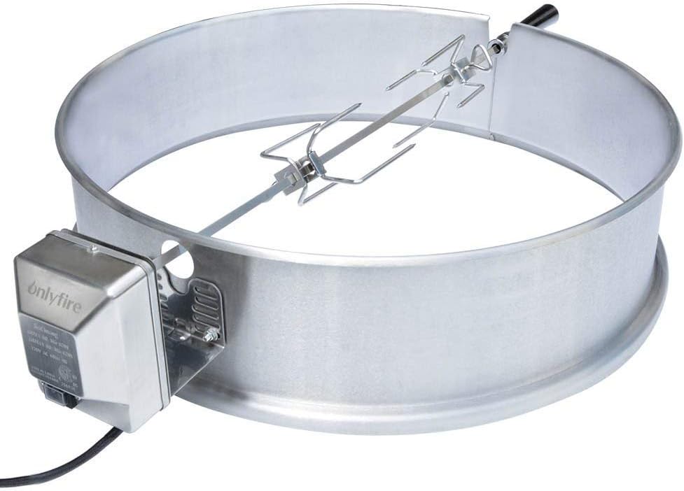 Onlyfire Universal High-Temp Resistance Black Coated Steel Charcoal Kettle Rotisserie Ring Kit for Weber 2290 and Other Models: Sports & Outdoors