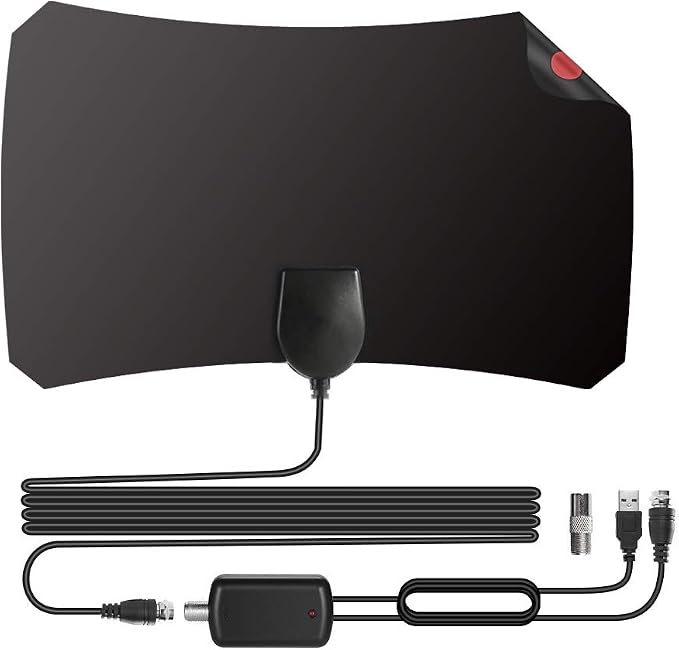 Antenne TV Intérieure TNT HD 600 Km - Amplificateur Intelligent 2025 - 1080P 4K - Câble 10m - Chaînes Gratuites France & Europe