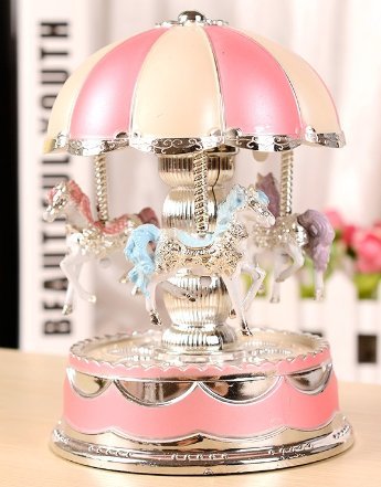 Romantic Dome Merry-go-round Music Box Birthday Christmas Gift with Light Blue by ozone48 (pink)