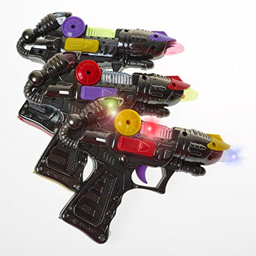 Rhode Island Novelty Lot of 6 Flashing LED Light Up Space Ray Blaster Gun
