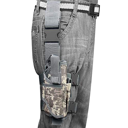 EnriQ Drop Leg Holster Tactical Thigh Airsoft Holster/Firearm Holster/Handgun Holder with Mag Pouch Adjustable Pistol Holster Leg Gun Holster for All 1911 Glock 17/19/20/21/23/26/27 More (ACU)