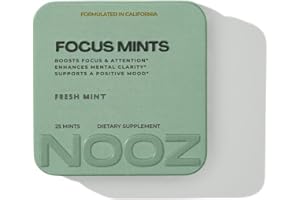 NOOZ Focus Mints - Caffeine-Free Brain Booster for Mental Clarity - Fresh Mint Flavor | Sugar-Free, Travel-Friendly Supplement with Vitamins C, B6, B12 - Non-GMO, Clean Label, 25 Mints