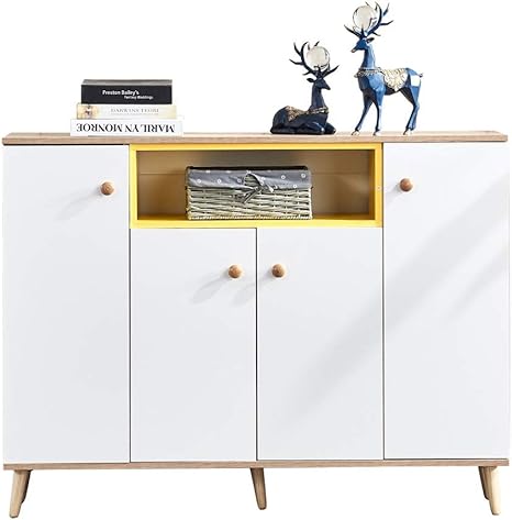 Amazon Huisen Hoshoリビング収納 キャビネット 扉付き サイドボード 幅1 木製チェスト 白 おしゃれ カラーボックス 木製 可動棚 木目調 玄関 リビング キッチン ナチュラル ホワイト キャビネット オンライン通販