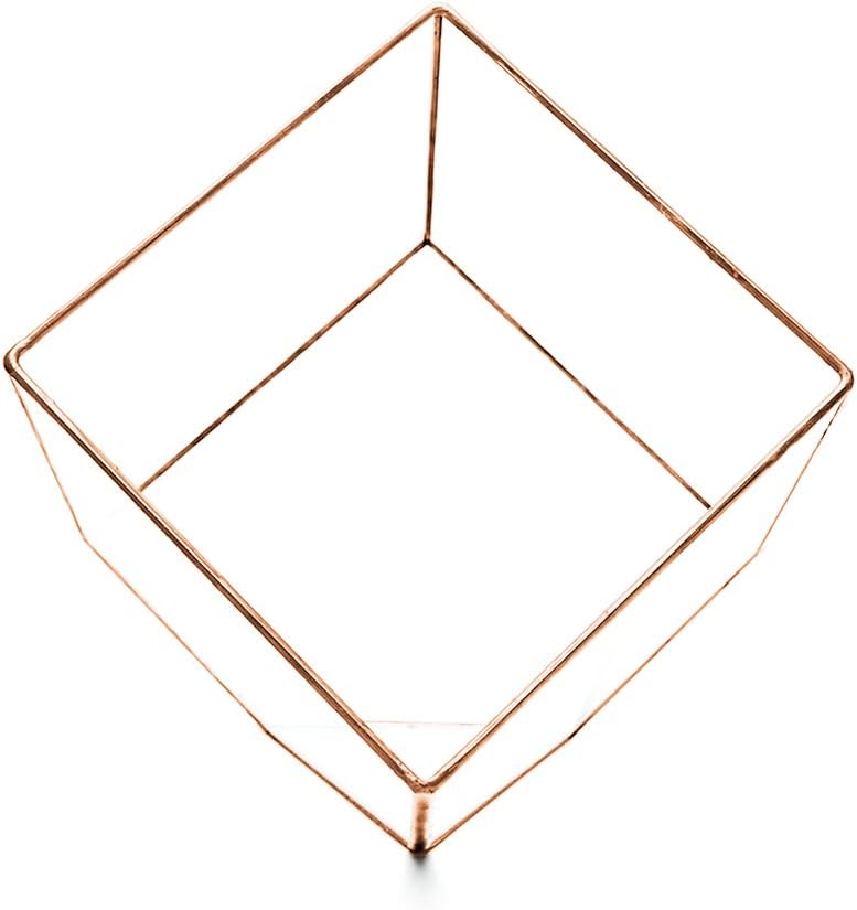 23cm HIGH COPPER CUBE TERRARIUM - FRAME ONLY Also available supplied fully assembled with live succulents, LED fairy lights or as a terrarium kit. High quality glass and copper construction. Exclusive designer geometric terrariums from The Urban Botanist. Stylish room decorations for home, office, events, interior design schemes (Empty - frame only)