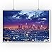 Los Angeles, California - Skyline at Night (9x12 Collectible Art Print, Wall Decor Travel Poster)