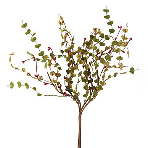 Factory Direct Craft Mini Leaves, Red Berry and Twig Spray | For Indoor Decor