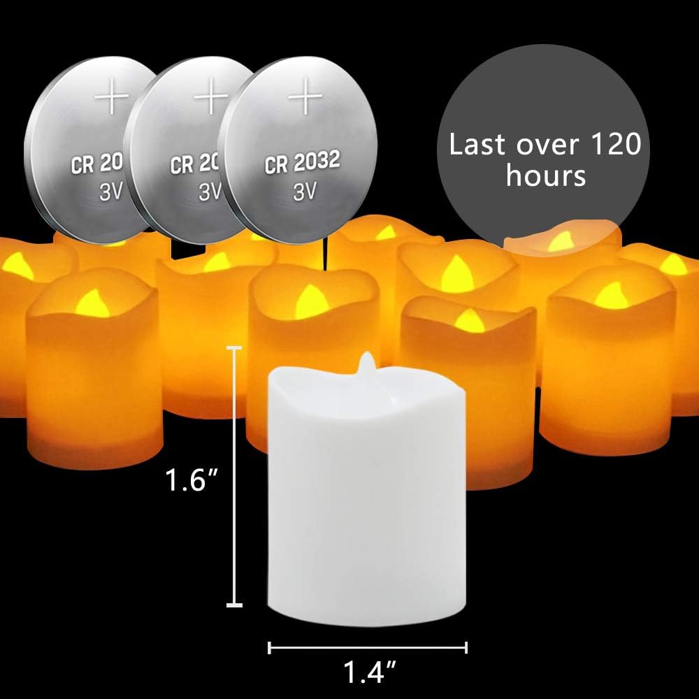 NOVELTY PLACE Flameless LED Votive Candles Longest Lasting Battery Operated Flickering LED Tealight Candle for Wedding Party and Holiday (Pack of 12) - Image 3