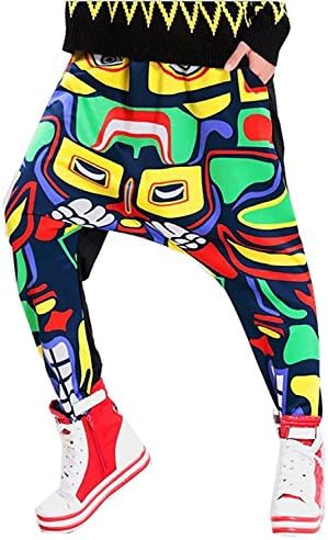 Womens Fashion Hip Hop Totem Print Loose Casual Herem Pants Dance Pants Trousers … (S, printed)