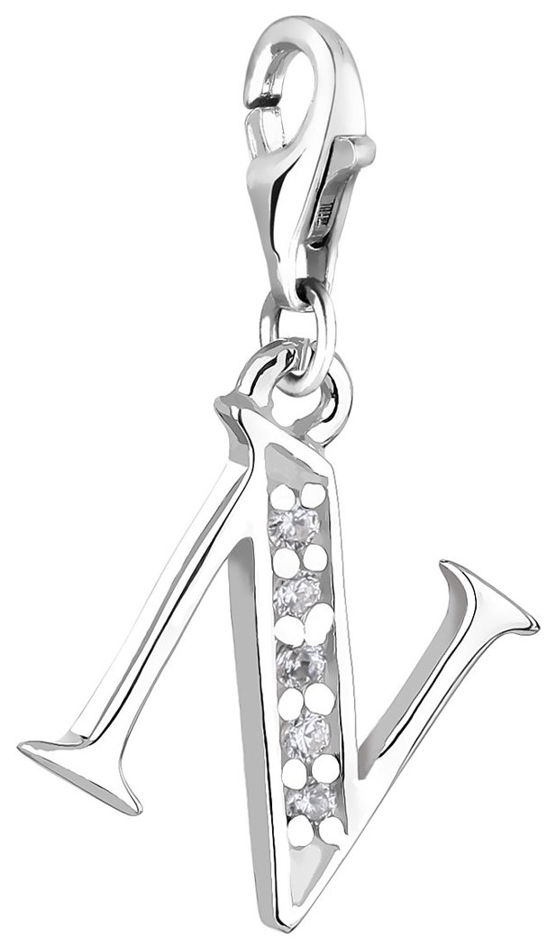 Nenalina Charm Letter N Pendant in 925 Sterling Silver for All Standard Charm Carriers - 712714-019