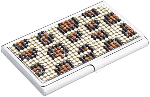 TASIRO Best Handmade Bling Bling Rhinestones Stainless Steel Metal Business Card Holder Name Card Case (Leopard Print)