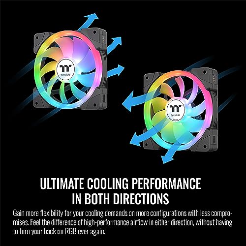 Thermaltake SWAFAN EX 12 ARGB PC Cooling Fan, 3-Fan pcak, 500~2000 RPM, Magnetic Connection, Reversable Blades, sync with MB RGB Software, CL-F167-PL12SW-A, 120mm, Black