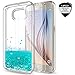 LeYi for Galaxy S6 Case with Tempered Glass Screen Protector [2 Pack] for Girls Women, Glitter Bling Shiny Moving Quicksand Liquid Clear TPU Protective Phone Cover Case for Samsung Galaxy S6 Turquoise