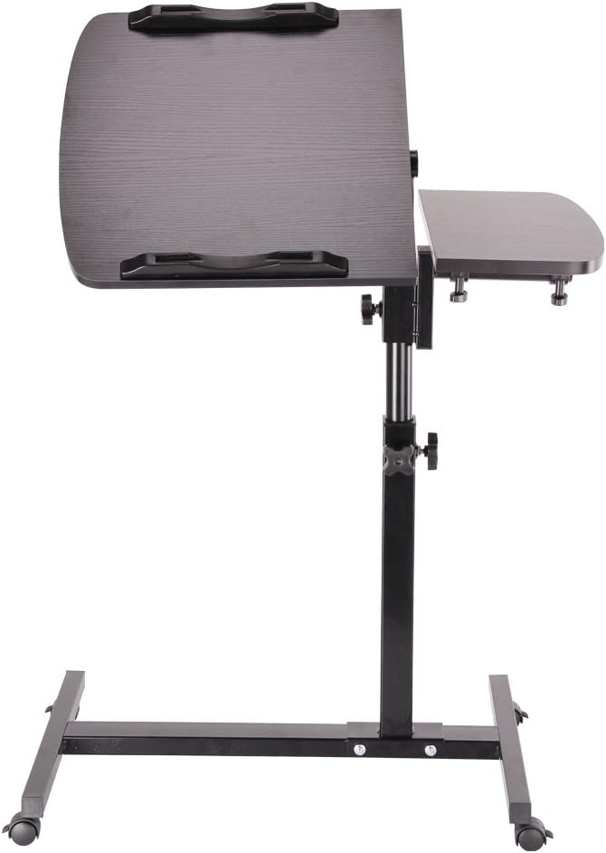 Queiting Mobile Portable Laptop Desk with Mouse Board Lazy Table Stand Lap Sofa Bed PC Notebook Desk Solid and Superior Stability Adjustable Height 65-95cm (Black)