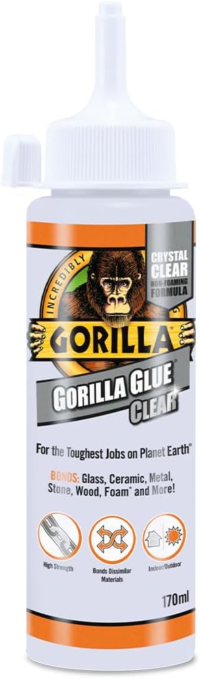 Gorilla Glue Clear 170ml - All Purpose, Water Resistant, Crystal Clear