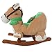 Rocking Horse Plush Animal on Wooden Rockers with Seat & Seat Belt and Sounds, Ride on Toy for Babies 1-3 Years, by Happy Trails - Brown (Renewed)