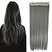 Charming Women 26 Inch 140G Long Clip in Hair Extensions One Piece Hairpiece 3/4 Half Hair Wig with 5 Clips (Gray)