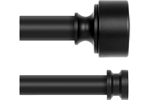 TANGWIN Black Double Curtain Rods for Windows72-144:Heavy Duty Adjustable Metal Double Curtain Rod for Bedroom Living Room,1Inch Telescopic Modern Decorative Dual Drapery Rods Easy Install,Matte Black