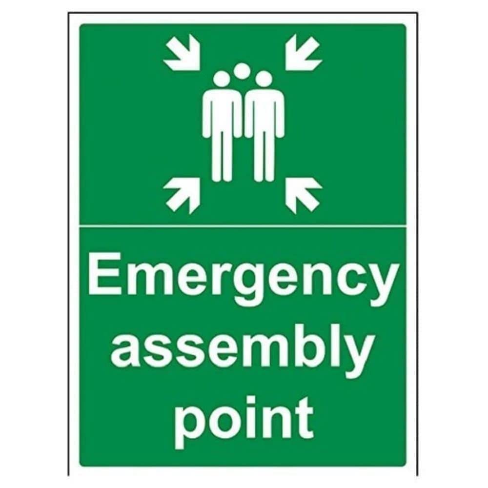 V Safety 17016BC-R Emergency Assembly Point Sign - Portrait - 300mm x 400mm - 1mm Rigid Plastic, Green — image 1