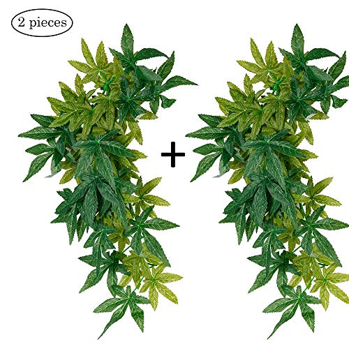 Reptile Plastic Plants Leaves , Habitat Aqurium Amphibian Accessories Enclosure Decor Tank Decoration Vines for Climbing,Reptiles Glass Terrarium Decorate Grass Leaf With Suction Cup Fish Aquatic Pets - Thumbnail 6