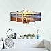 Wieco Art Sunset Ocean Canvas Prints Wall Art Paintings Decor 5 Piece Modern Stretched and Framed Seascape Sea Beach Giclee Artwork Photo Picture Ready to Hang for Living Room Bedroom Home Decorations