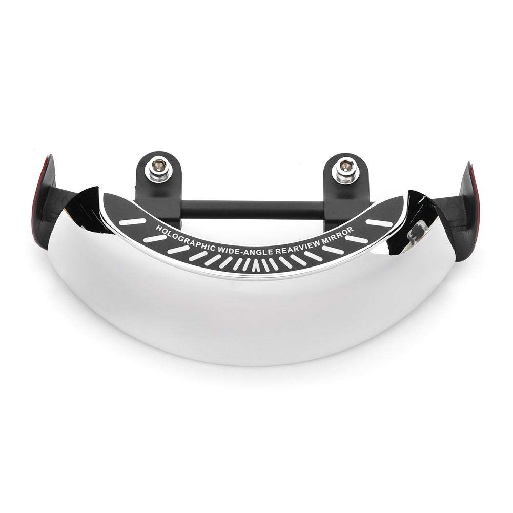 Motorcycle Rearview Mirror,Universal Rear View Mirror Chromed 180 Ultra Wide Angle Central Windscreen Mount, Silver Chrome