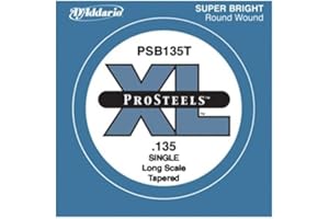 D'Addario PSB135T ProSteels Bass Guitar Single String, Long Scale, .135, Tapered