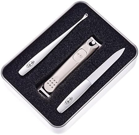 JUNLY Nail Clipper and Nail File and Ear Pick ,3 in 1 High-Quality Stainless Steel Personal Care Kit