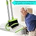 UDAODFA Premium Long Handle Broom and Dustpan Set, Self-Cleaning Broom Bristles Ideal for Kitchen, Home and Lobby Broom and Dustpan Combo (White&Green)