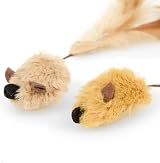 Petface Feather Tail Mice Plush Cat Toy Pack of 2 with Catnip view 3