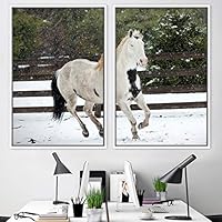 2 Piece Framed Canvas Wall Art Horse Canvas Prints Home Artwork Decoration for Living Room,Bedroom - 16