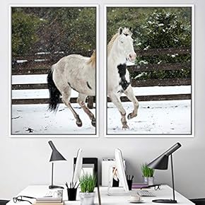 signwin 2 Piece Framed Canvas Wall Art Horse...