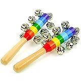 Zeavola 2Pcs Colours Baby Bells on Wooden Handle