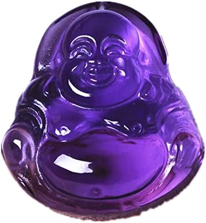 Good Luck Natural Amethyst Buddha Carved Chinese Buddha Charm Pendant Necklace