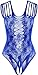 LATUD Women's Babydoll Lingerie Fishnet Crochless Bodysuit Chemise Blue, One Size