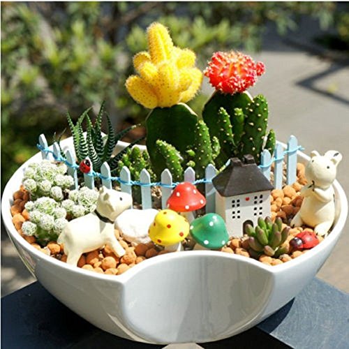CUGBO 20Pcs Mini Wood Picket Fence Miniature Fairy Garden Micro-landscape Accessory Kits Home Garden Outdoor Decoration Ornaments Plant Pots Bonsai DIY Craft Decor