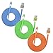 3 Pack of 3M (10ft) Heavy Duty Flat Noodle Lightning Cable Cord 8-Pin Charger Cord for iPhone 6S, 6S Plus, SE, 5S, iPad (Blue Green Orange)