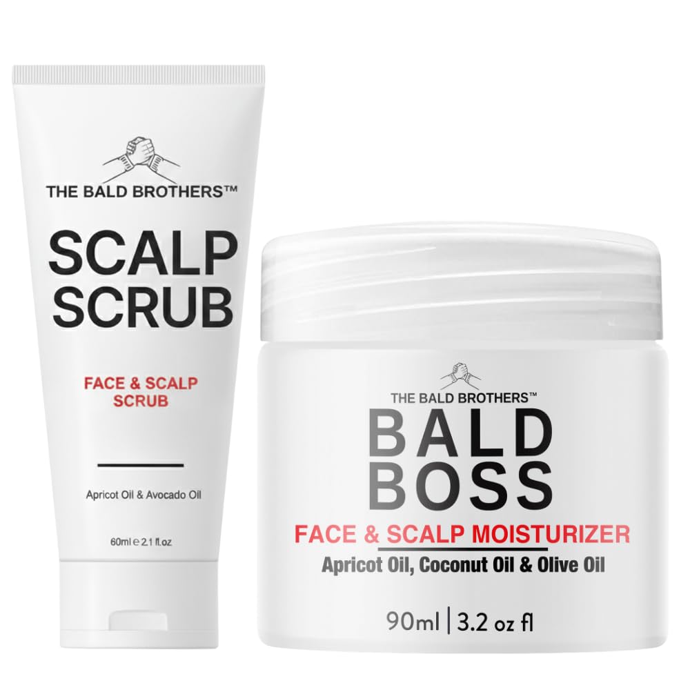 The Bald Brothers Bald Head Care Set | Complete Bald Head Care | Daily Skincare Set For Bald Men | Cleanse, Exfoliate & Moisturise | No fragrance