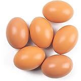 SallyFashion 6Pcs Wooden Faux Fake Eggs, Children Play Kitchen Game Food Toy - Log Color
