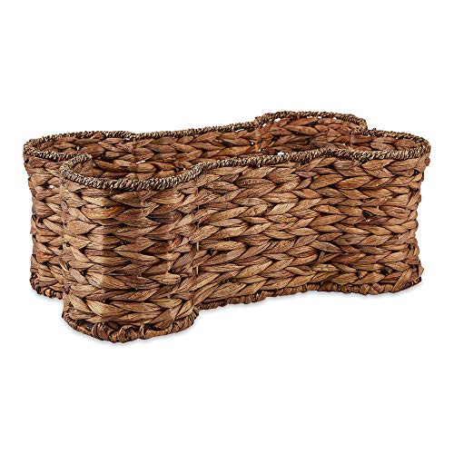 Bone Dry Pet Storage Collection, Bone Shape Hyacinth Toy Basket, Dark Brown, Sm…