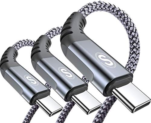 USB Type C Cable 3.1A Fast Charging [3Pack,10ft+6.6ft+3.3ft],Sweguard USB-A to USB-C Charger Nylon Braided Cord for Samsung Galaxy S20/S10/S9/S8 Plus/Note 10/9/8 A10/A20/A51,LG V50 V40 G8,Moto Z-Grey