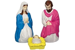 GENERAL FOAM PLASTICS Trim a Home Lighted Christmas Nativity Blow Molded Set, 28 In