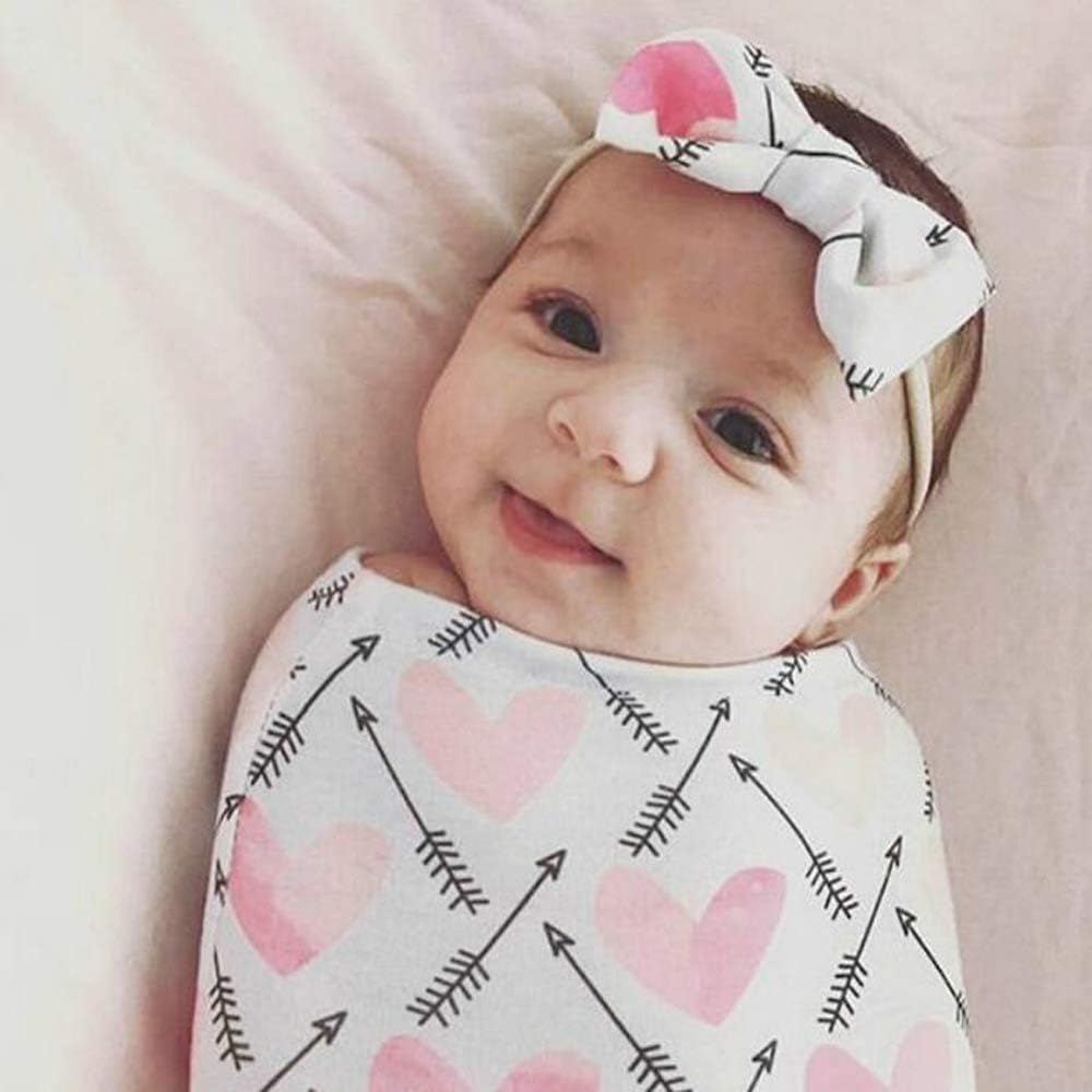 Newborn Receiving Blanket Headband Set, Baby Swaddle Wrap, Newborn Photography Props, Baby Shower Gift
